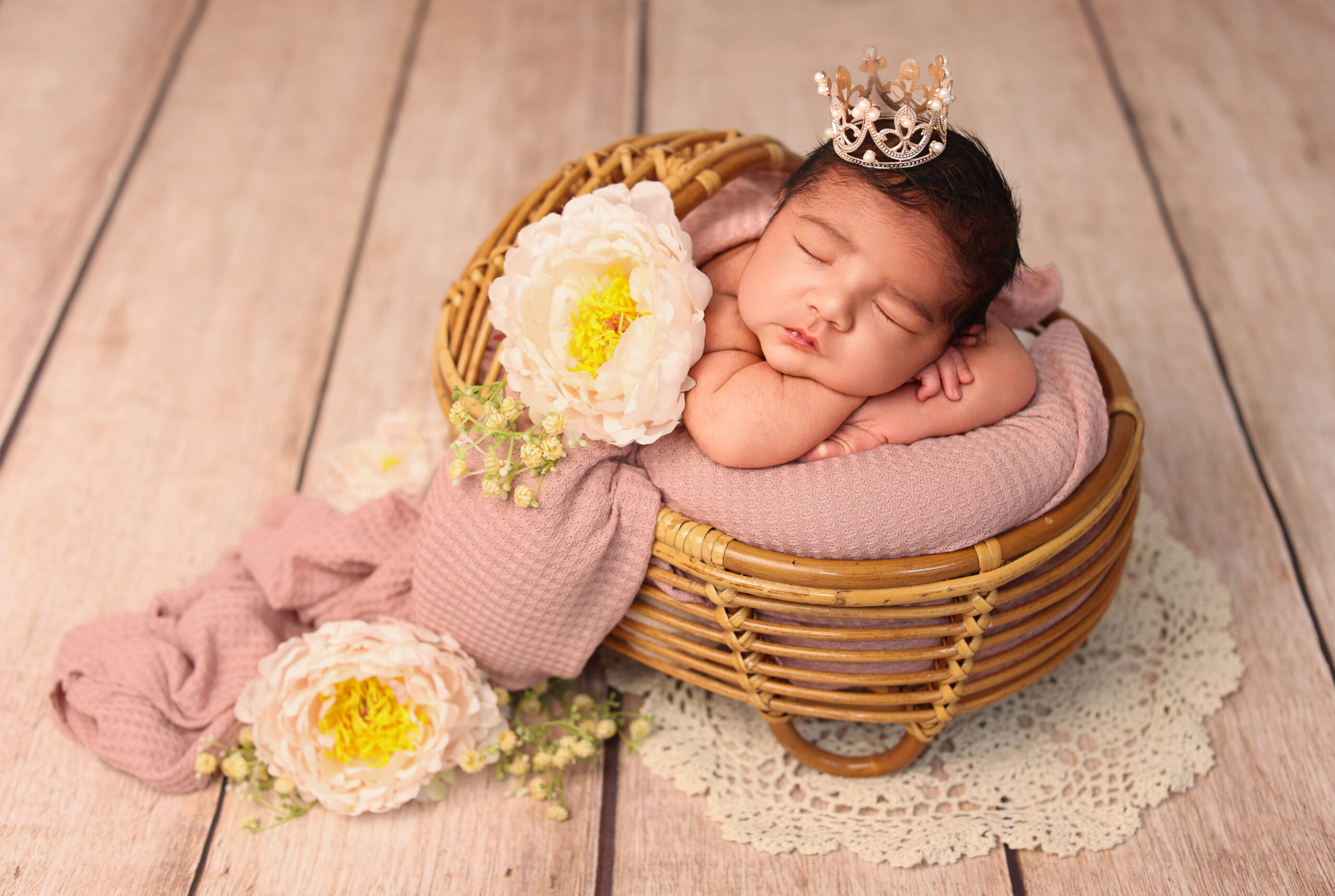 Baby photographed during a studio photoshoot