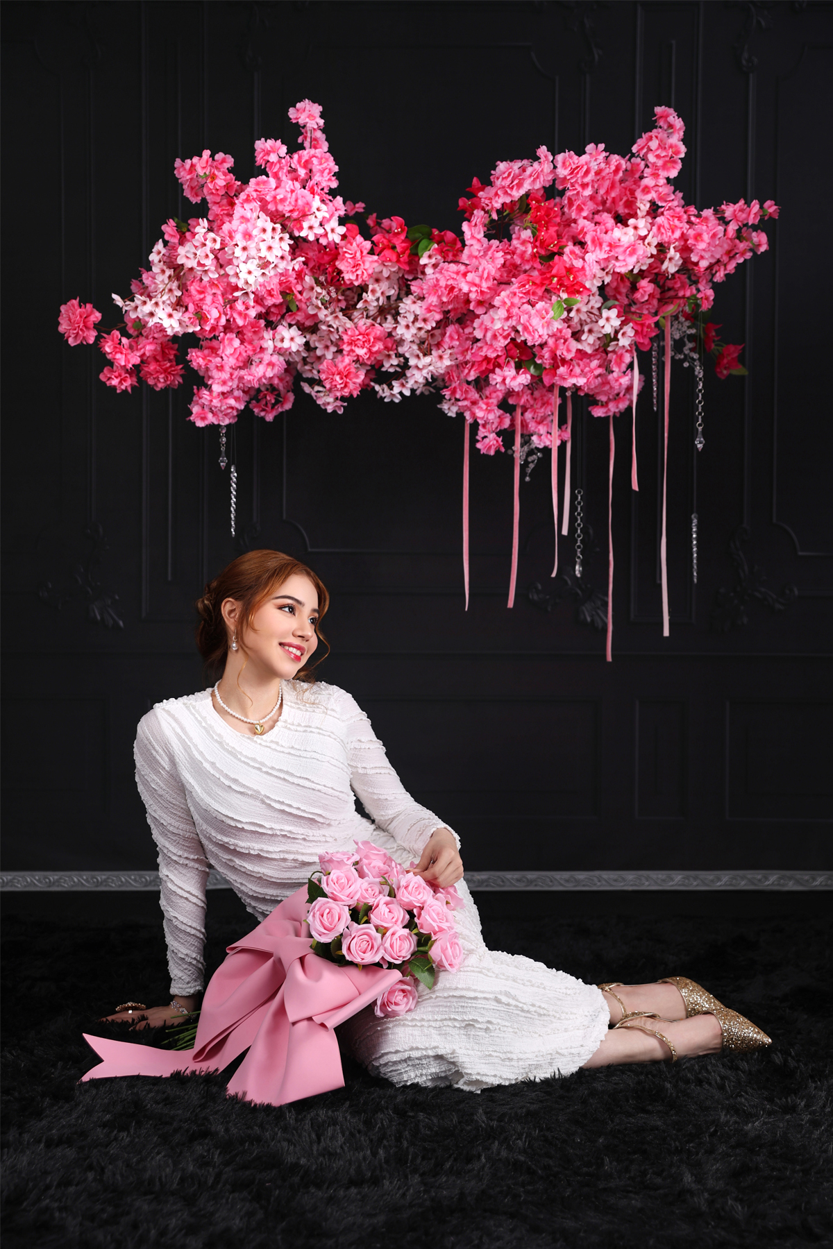 Birthday photoshoot in London studio capturing elegant birthday portraits