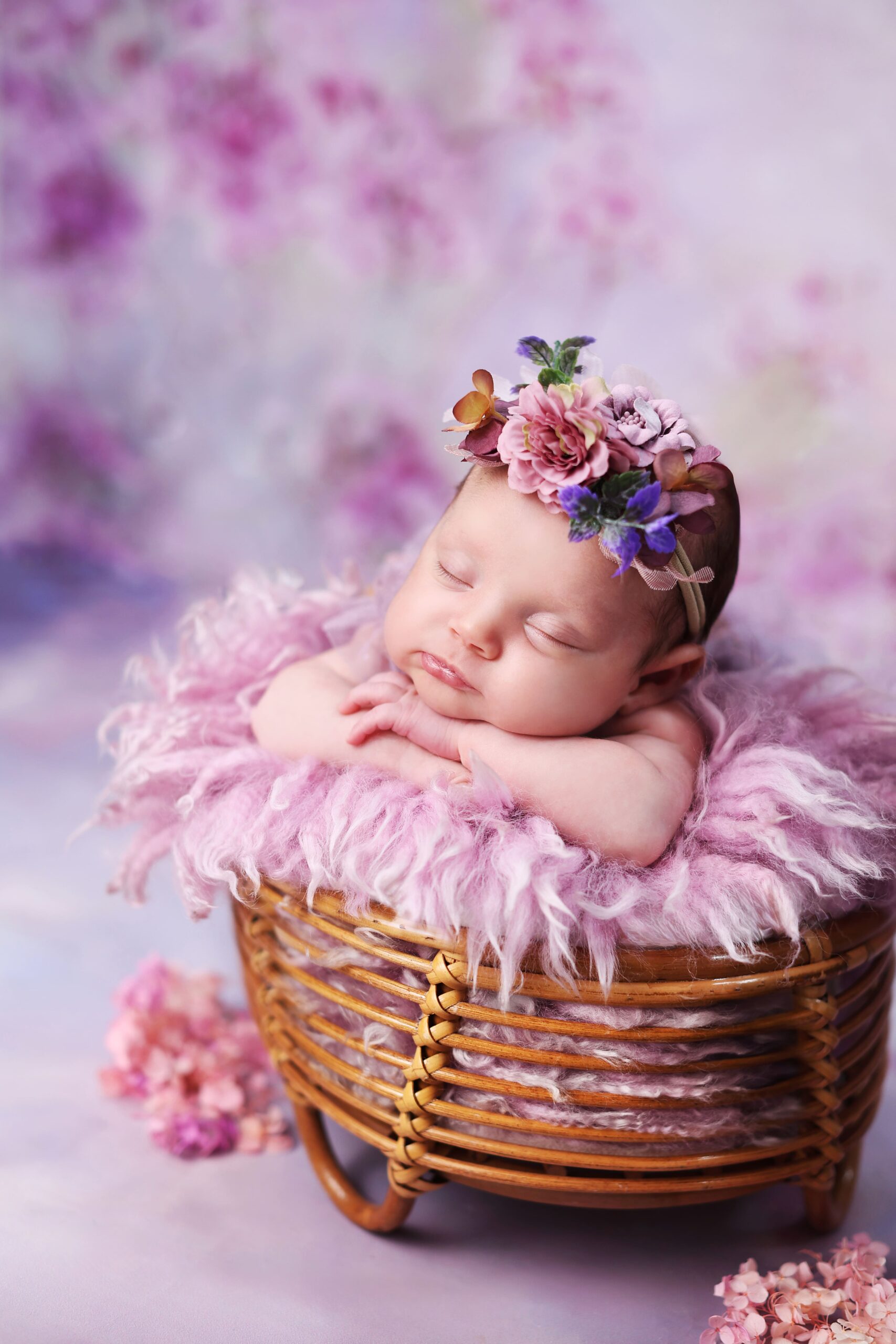 Newborn baby studio portrait photographed in London