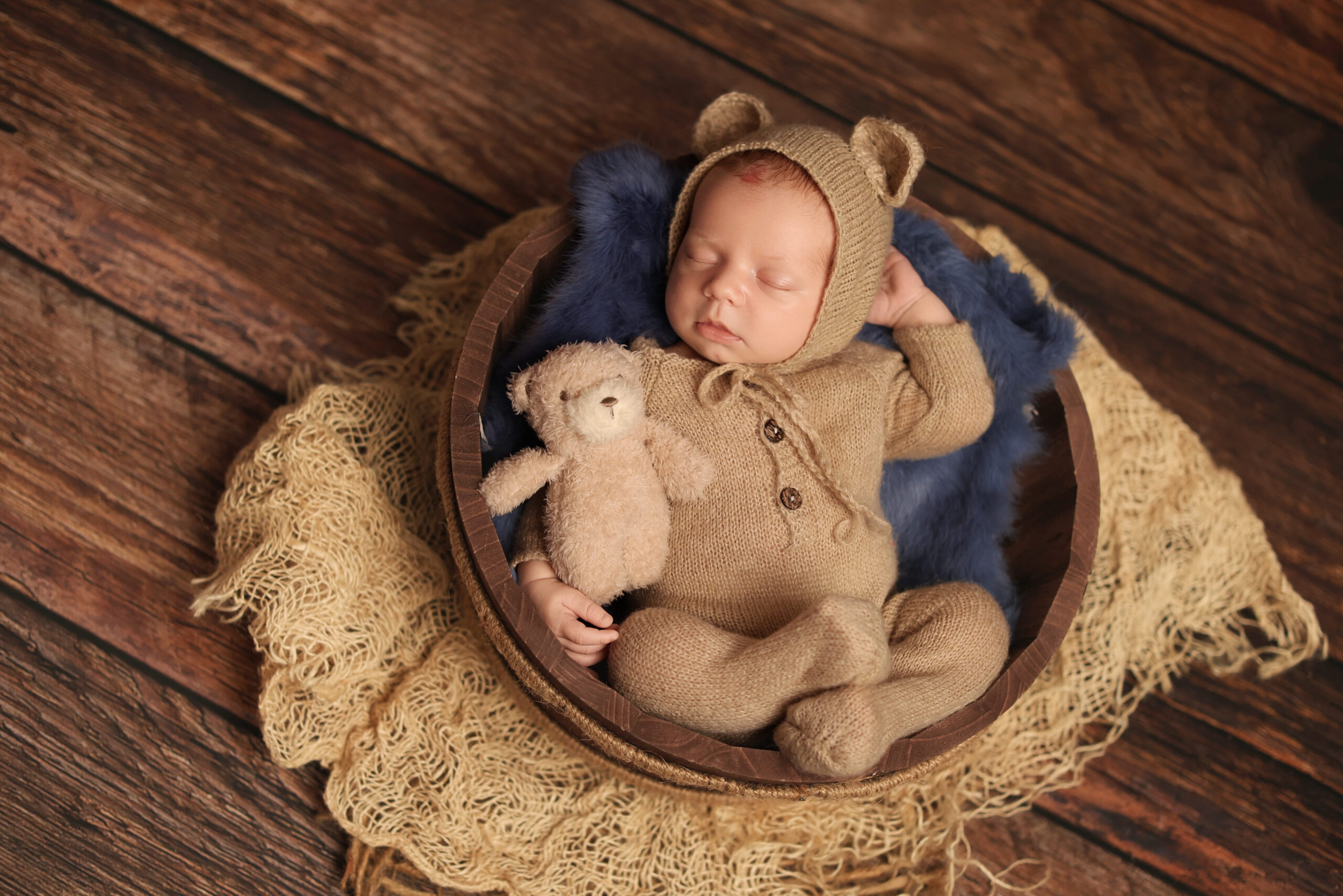 Newborn baby photographed during a studio session