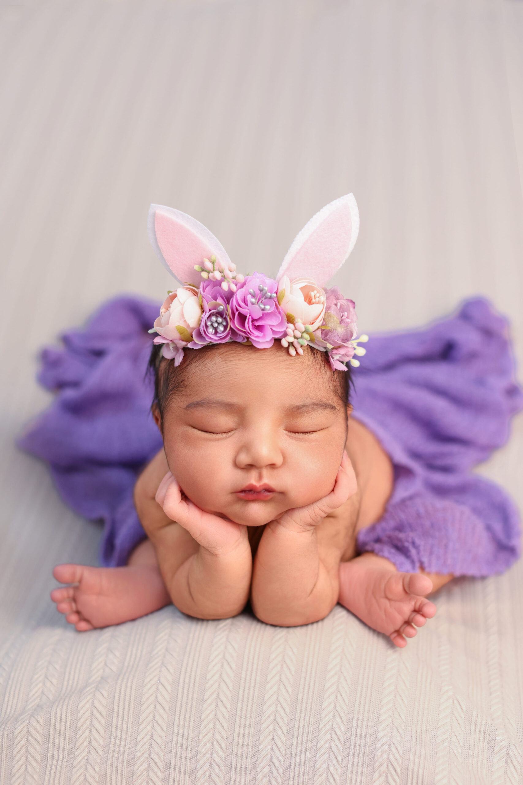 Newborn baby portrait photography in studio