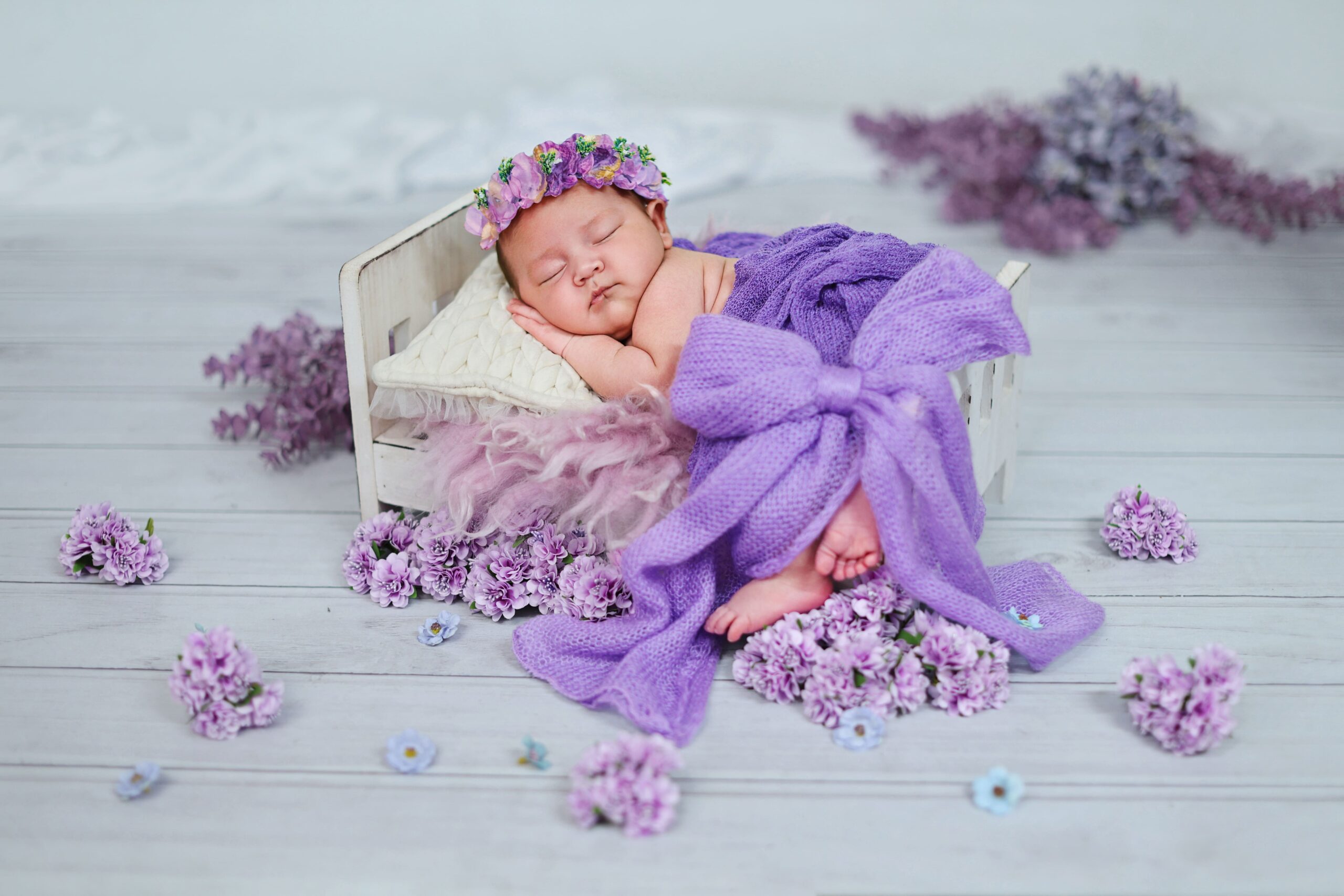Newborn portraits photographed in a London studio