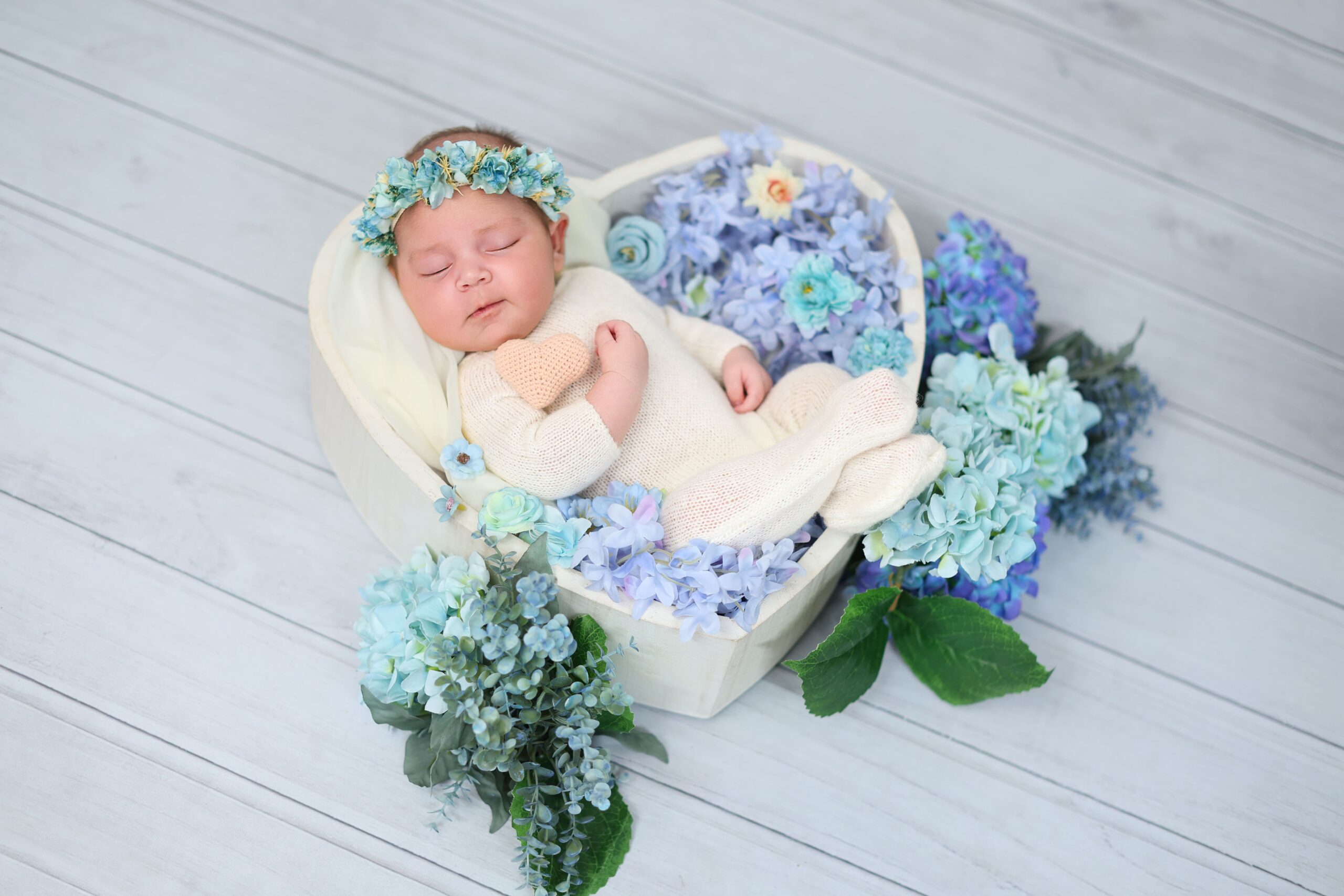 Professional newborn portrait photographed in studio
