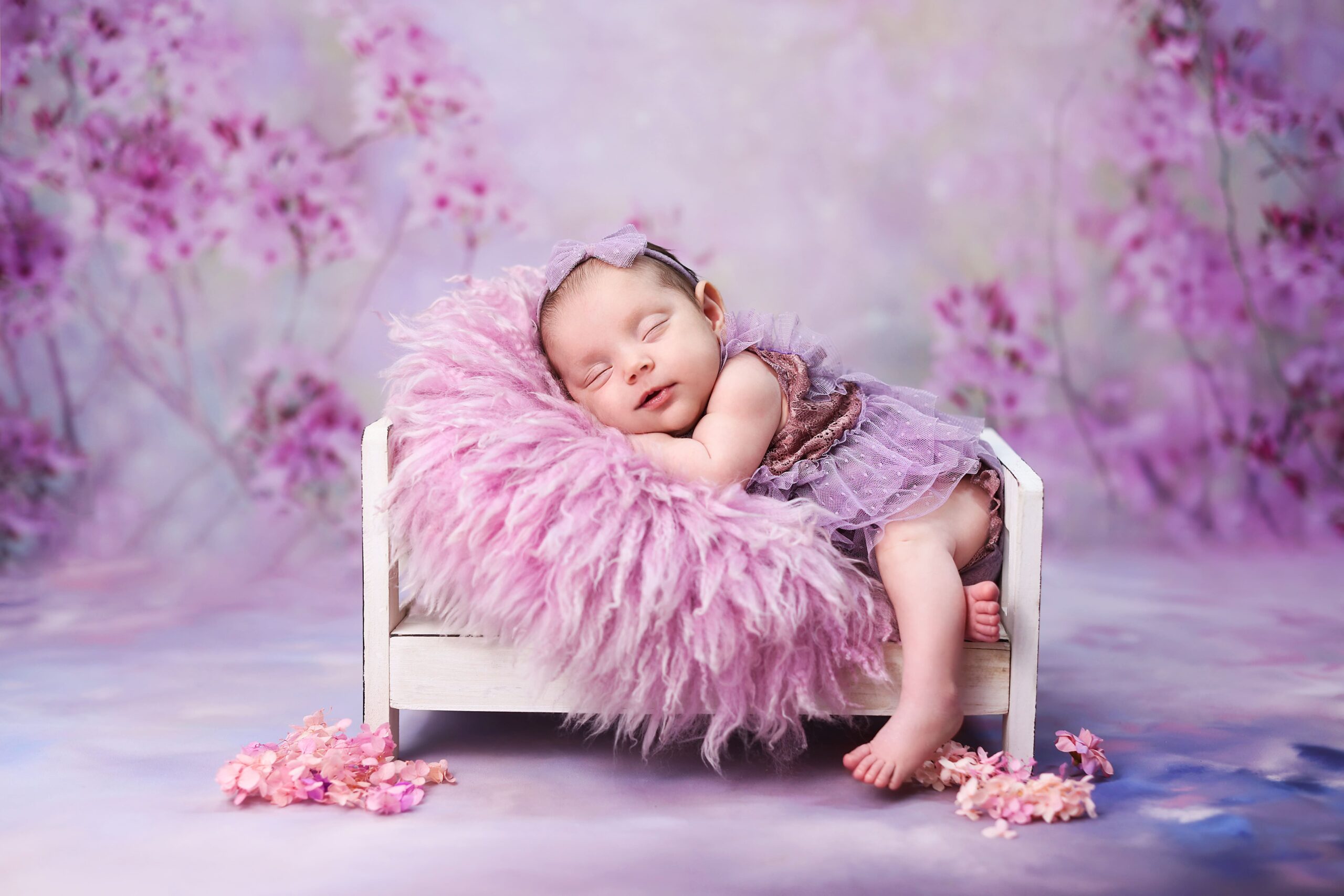 Newborn baby during a studio photography session